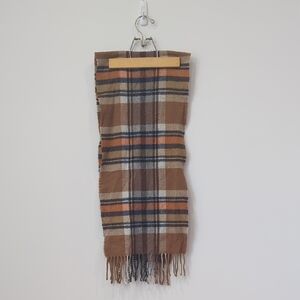 Italian Fringed Plaid Wool Scarf